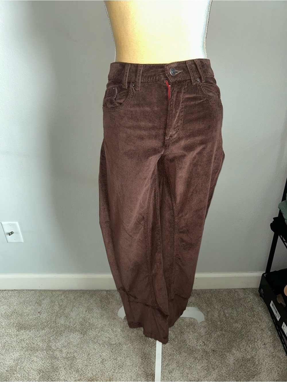 NEW We the Free Risk Taker High Rise Straight Leg Brown Corduroy Pants Sz 26
